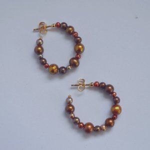 Beaded Autumn Hoop Earrings